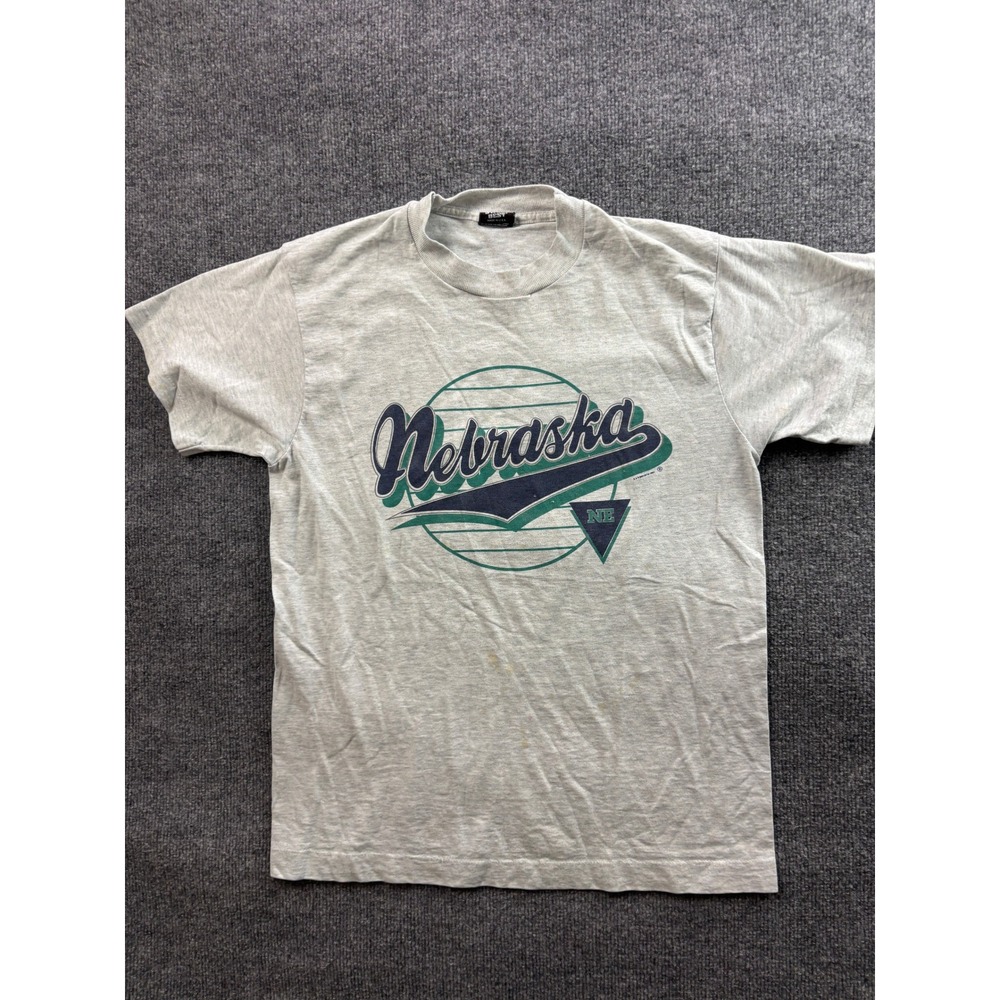 Vintage Nebraska T-Shirt Mens Medium Gray 1992 Single Stitch Football NCAA